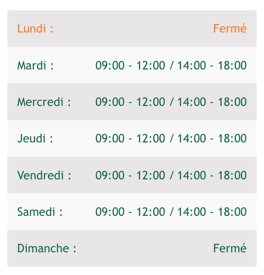 horaires